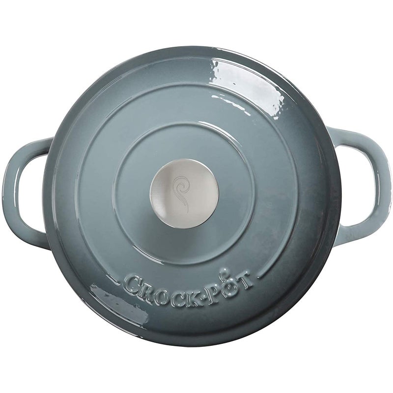Crock-Pot Artisan 7-Quart Round Enameled Cast Iron Dutch Oven â€“ Slate Gray, Heavy-Duty Cookware for Slow Cooking, Baking, Roasting with Lid - Image 3